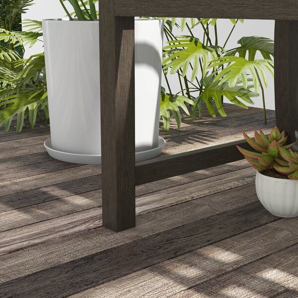 Outsunny Metal Garden Perch: Slatted Seat, Backrest & Curved Arms, Brown Aosom UK