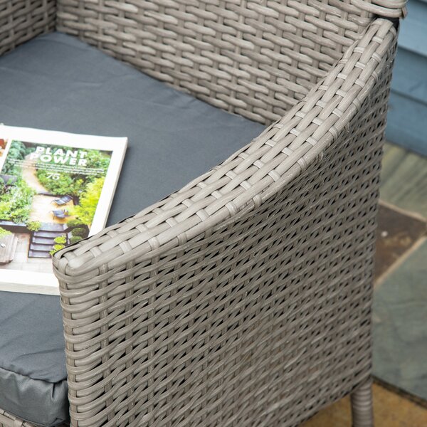 Outsunny 4-Piece Waterproof Rattan Garden Dining Chairs, Waterproof w/ Cushions for Patio, Blue/White Aosom UK