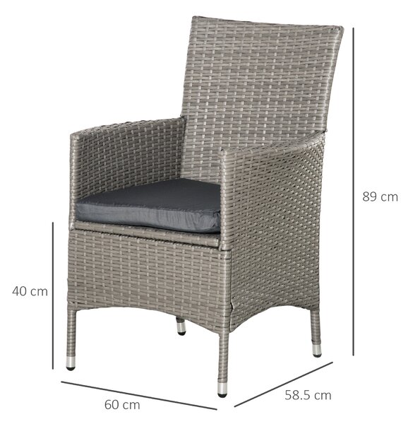 Outsunny 4-Piece Waterproof Rattan Garden Dining Chairs, Waterproof w/ Cushions for Patio, Blue/White Aosom UK