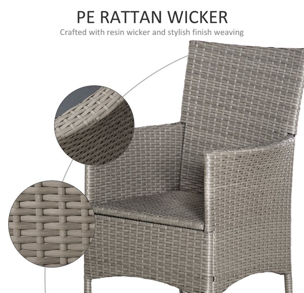 Outsunny 4-Piece Waterproof Rattan Garden Dining Chairs, Waterproof w/ Cushions for Patio, Blue/White Aosom UK