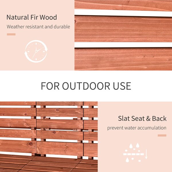Outsunny Garden Wooden Convertible 2-3 Seater Bench or Companion Chair Loveseat Patio Partner Bench with Middle Table