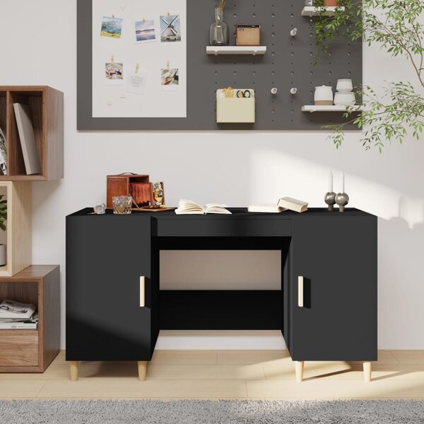 Desk Black 140x50x75 cm Engineered Wood