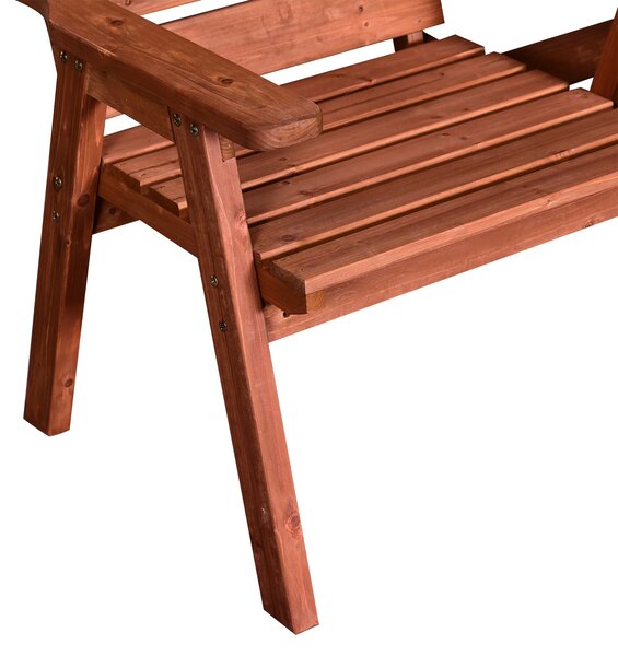 Outsunny Garden Wooden Convertible 2-3 Seater Bench or Companion Chair Loveseat Patio Partner Bench with Middle Table