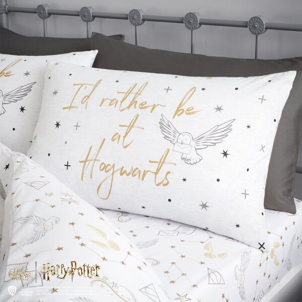 Harry Potter Hogwarts White Duvet Cover and Pillowcase Set