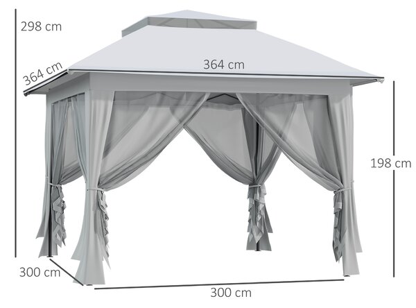 Outsunny Foldable Pop-up Party Tent Instant Canopy Sun Shade Gazebo Shelter Steel Frame Oxford w/ Roller Bag, 3.6 x 3.6 x 2.9(m)