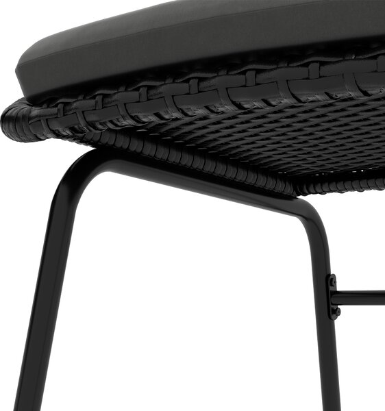 Outsunny 3 Piece Garden Furniture Set with Cushions, Round PE Rattan Bistro Set w/ 2 Armchairs & Metal Plate Coffee Table