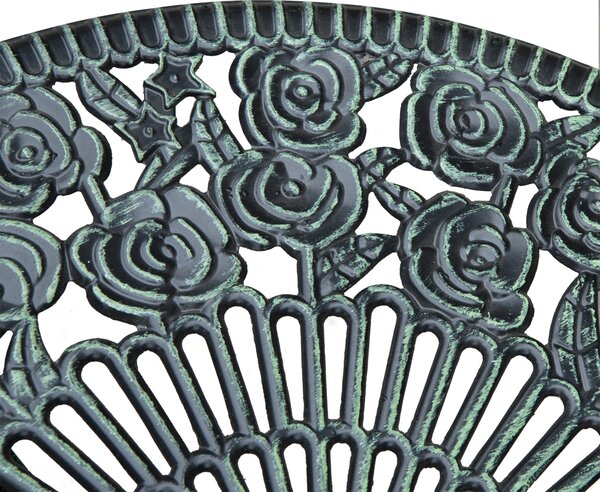 Outsunny Cast Aluminium Outdoor Patio Garden Bistro Elegant Design Table Chair Set - Green (3-Piece)