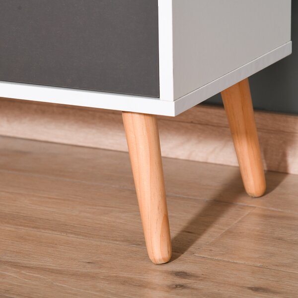 HOMCOM Floor Cabinet with Drawer, Sideboard Storage Cupboard for Bedroom, Living Room, Grey