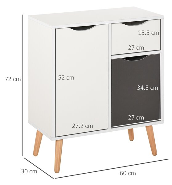 HOMCOM Floor Cabinet with Drawer, Sideboard Storage Cupboard for Bedroom, Living Room, Grey