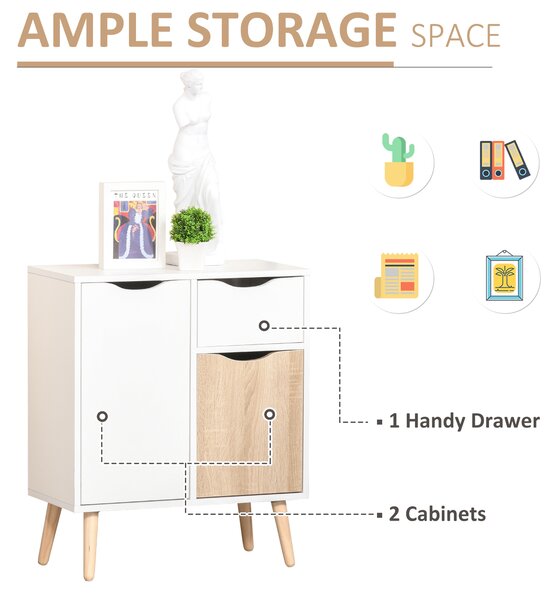 HOMCOM Floor Cabinet Storage Cupboard Sideboard with Drawer for Bedroom, Living Room, Entryway, Natural Aosom UK