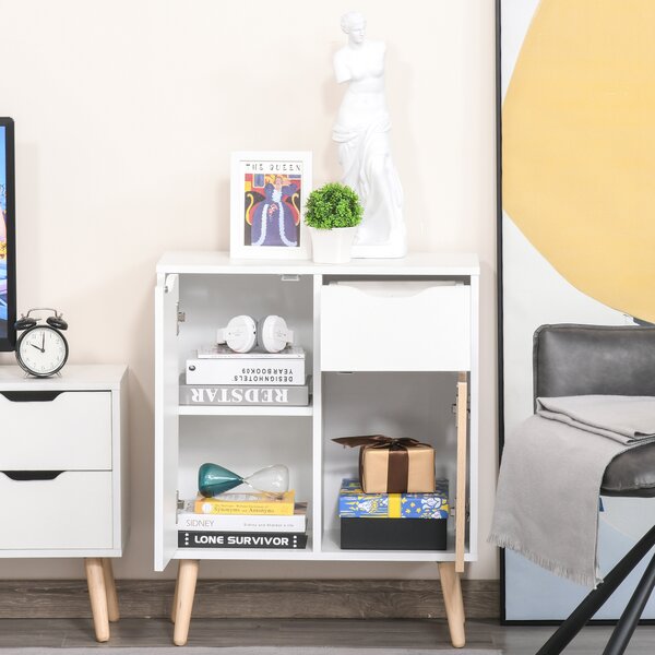 HOMCOM Floor Cabinet Storage Cupboard Sideboard with Drawer for Bedroom, Living Room, Entryway, Natural Aosom UK