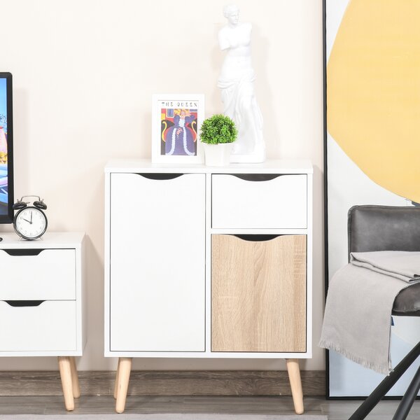 HOMCOM Floor Cabinet Storage Cupboard Sideboard with Drawer for Bedroom, Living Room, Entryway, Natural Aosom UK