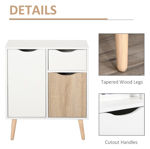HOMCOM Floor Cabinet Storage Cupboard Sideboard with Drawer for Bedroom, Living Room, Entryway, Natural Aosom UK