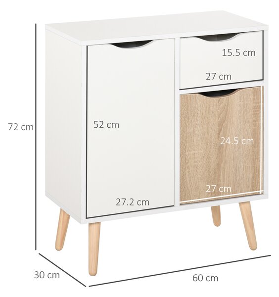 HOMCOM Floor Cabinet Storage Cupboard Sideboard with Drawer for Bedroom, Living Room, Entryway, Natural Aosom UK