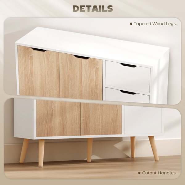 HOMCOM Sideboard Floor Standing Storage Cabinet with Drawer for Bedroom, Living Room, Home Office, Natural Aosom UK