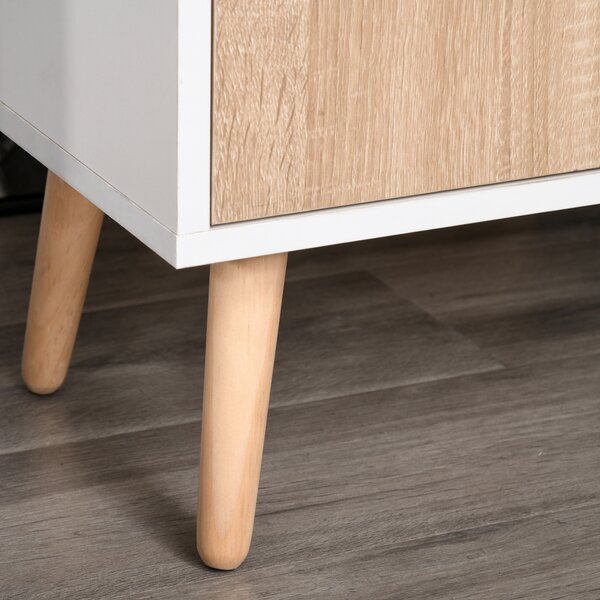 HOMCOM Sideboard Floor Standing Storage Cabinet with Drawer for Bedroom, Living Room, Home Office, Natural Aosom UK