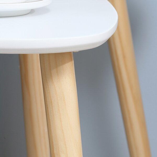 HOMCOM Nesting Side Tables White Nest of Tables Set of 2 Scandi Style Wooden Tables with Sturdy Table Tops, White, Natural Aosom UK