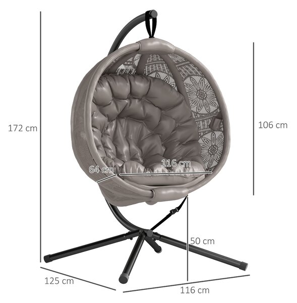 Outsunny Round Egg Basket Chair, with Steel Stand