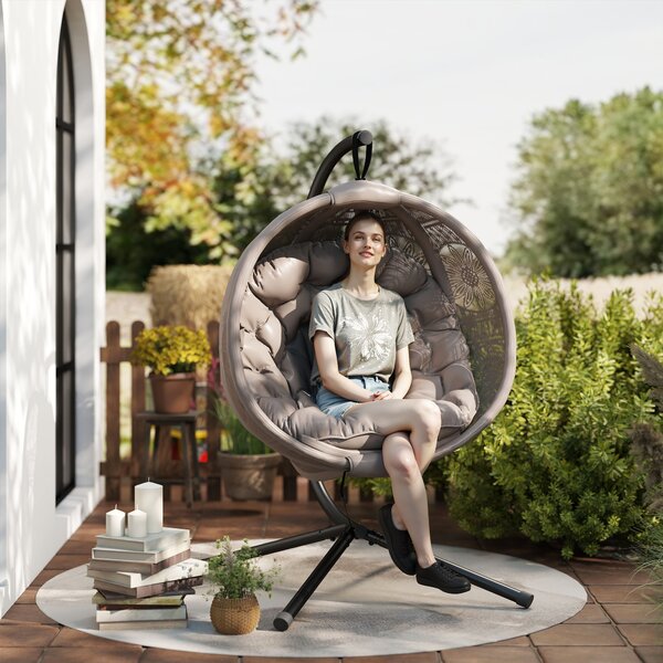 Outsunny Round Egg Basket Chair, with Steel Stand