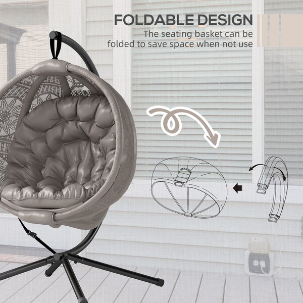 Outsunny Round Egg Basket Chair, with Steel Stand