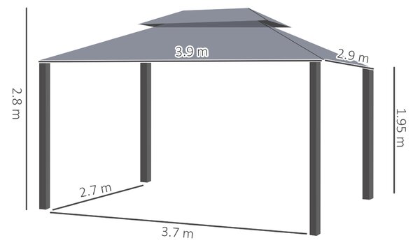 Outsunny 3 x 4m Gazebos for Parties, Aluminium Alloy Marquee Canopy Pavilion Garden Tent with Nets and Sidewalls, Grey Aosom UK