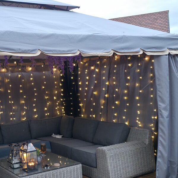 Outsunny 3 x 4m Gazebos for Parties, Aluminium Alloy Marquee Canopy Pavilion Garden Tent with Nets and Sidewalls, Grey Aosom UK