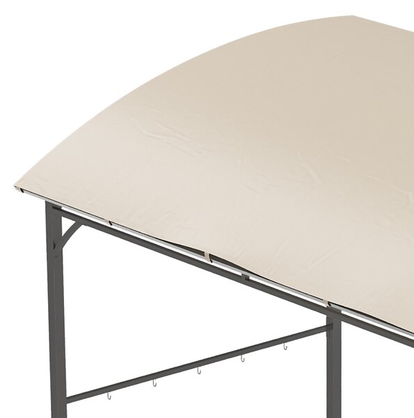 Outsunny 2.2 x 1.5 m BBQ Grill Gazebo Tent, Garden Grill with Metal Frame, Curved Canopy and 10 Hooks, Outdoor Sun Shade, Beige
