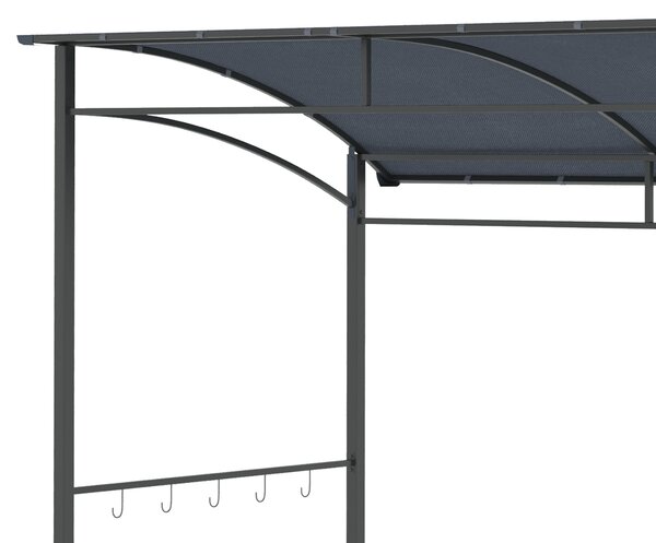 Outsunny 2M (7ft) BBQ Grill Gazebo Tent Garden Grill Metal Frame and Canopy with Hooks Outdoor Sun Shade, Grey