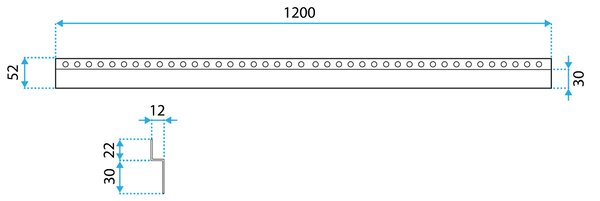 Front shower tray strip 120cm Gold