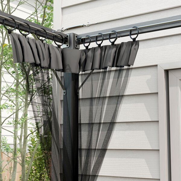 Outsunny 3x3m Retractable Garden Pergola Gazebo Shelter with Mesh Netting, Versatile Sun Shade Canopy for Patio & Deck, Dark Grey Aosom UK
