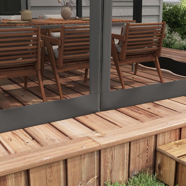 Outsunny 3x3m Retractable Garden Pergola Gazebo Shelter with Mesh Netting, Versatile Sun Shade Canopy for Patio & Deck, Dark Grey Aosom UK