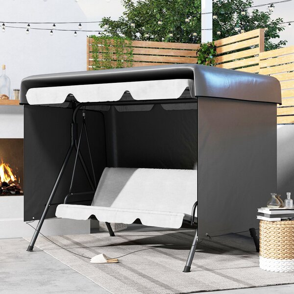 Outsunny Waterproof Swing Bench Cover: Anti-UV Outdoor Furniture Protector, Dark Grey, 215L x 155W x 150Hcm
