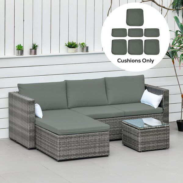 Outsunny Rattan Garden Wicker Patio Furniture Cushion Cover Sofa Cover Replacement - COVER ONLY, Grey Aosom UK