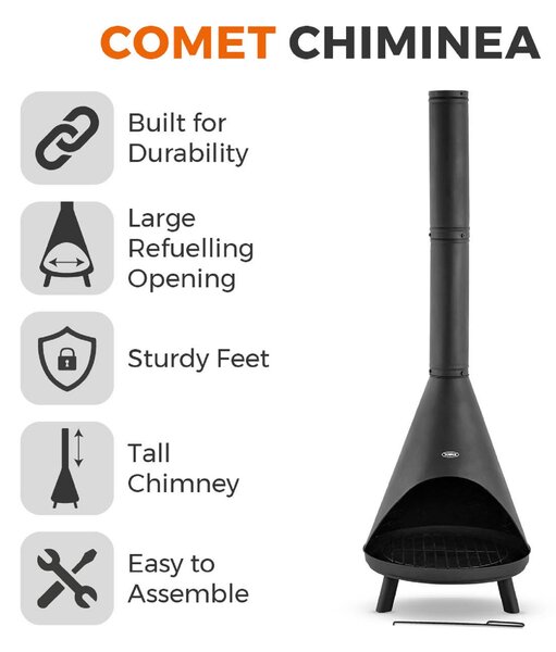 Tower Comet Chiminea, Black Steel