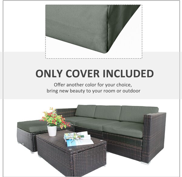 Outsunny Rattan Garden Wicker Patio Furniture Cushion Cover Sofa Cover Replacement - COVER ONLY, Grey Aosom UK