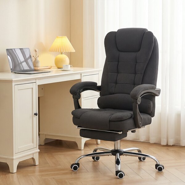 Vinsetto Executive Office Chair, 6-Zone Heated Massage, Ergonomic Recliner Desk Chair with Adjustable Footrest, Cat Scratch Anti, Black Aosom UK