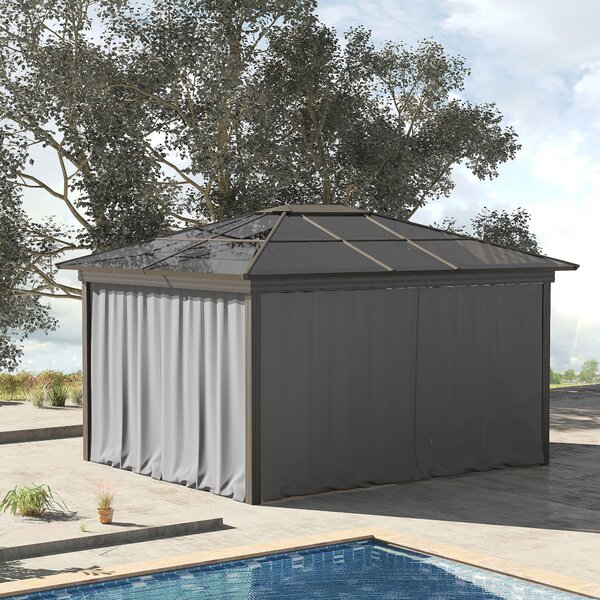 Outsunny 3 x 3(m) Universal Gazebo Sidewall Set with 4 Panels, Hooks/C-Rings Included for Pergolas & Cabanas, Light Grey Aosom UK