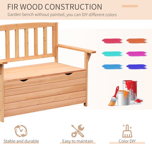 Outsunny Outdoor Garden Storage Bench Patio Box All Weather Deck Fir Wood Solid Seating