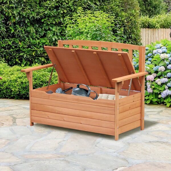 Outsunny Outdoor Garden Storage Bench Patio Box All Weather Deck Fir Wood Solid Seating