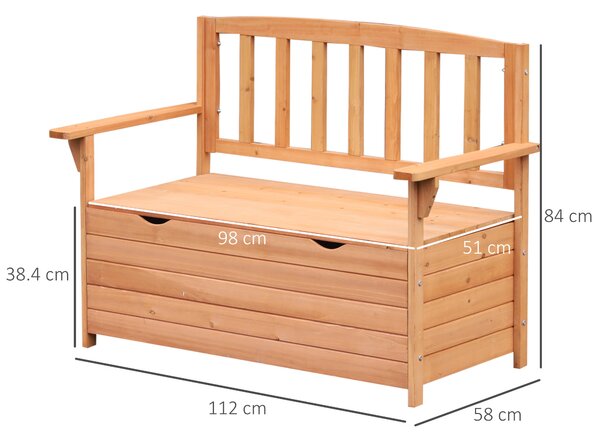 Outsunny Outdoor Garden Storage Bench Patio Box All Weather Deck Fir Wood Solid Seating