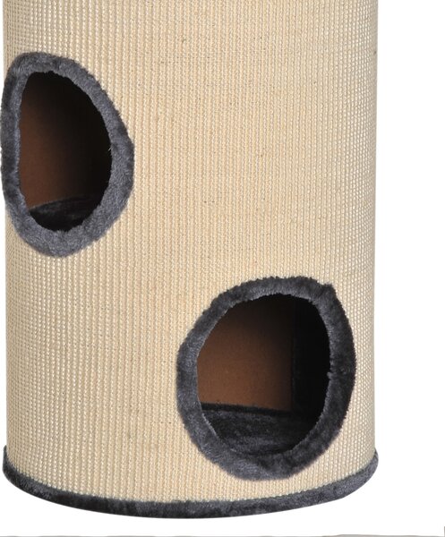 PawHut Cat Tree, Plush, Ф38x70H cm-Beige/Grey Aosom UK