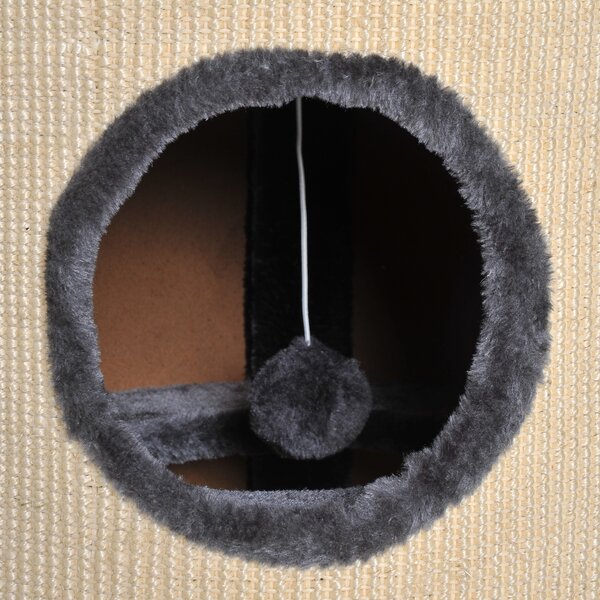 PawHut Cat Tree, Plush, Ф38x70H cm-Beige/Grey Aosom UK