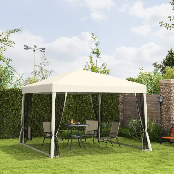 Outsunny 3x3m Pop Up Gazebo W/ Mesh Walls-Tan