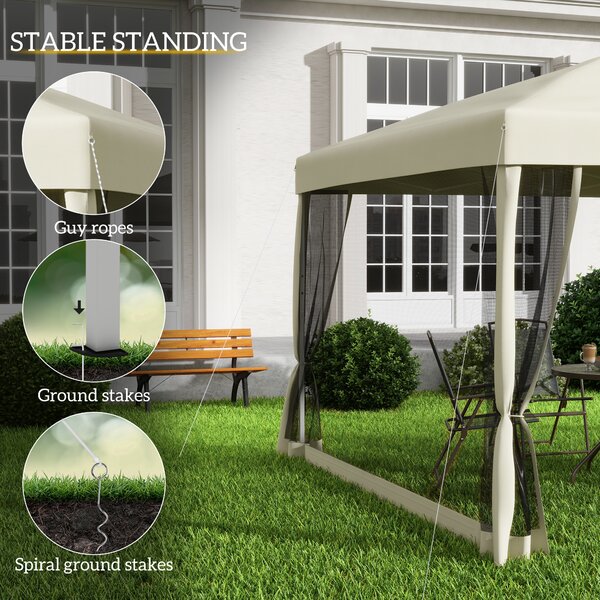 Outsunny 3x3m Pop Up Gazebo W/ Mesh Walls-Tan
