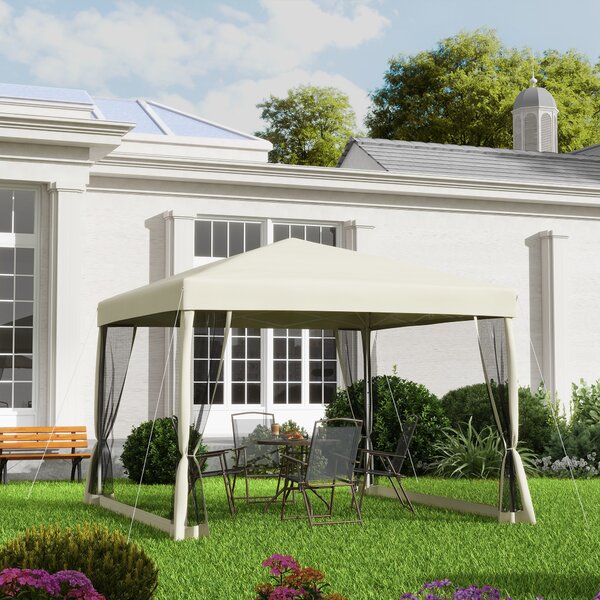 Outsunny 3x3m Pop Up Gazebo W/ Mesh Walls-Tan