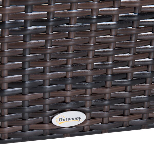 Outsunny Rattan Footstool with Cushion, Wicker Ottoman for Outdoor Patio, Brown, 50x50x35cm