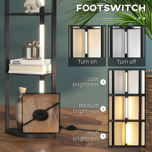 HOMCOM Corner Floor Lamp for Living Room Bedroom with Dimmable Warm White LED Light, Modern Tall Standing Lamp, Black Aosom UK