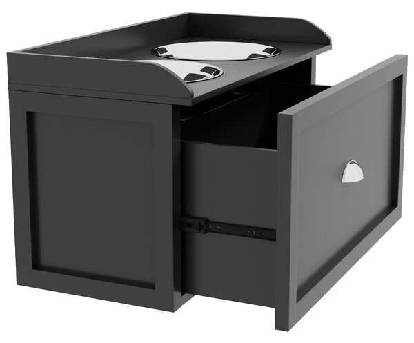 PawHut Elevated Dog Bowls in Stainless Steel, with 21L Food Storage Drawer, for Large Dogs and Cats, Black Aosom UK
