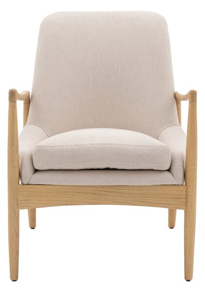 Callar Linen Wooden Arm Accent Chair