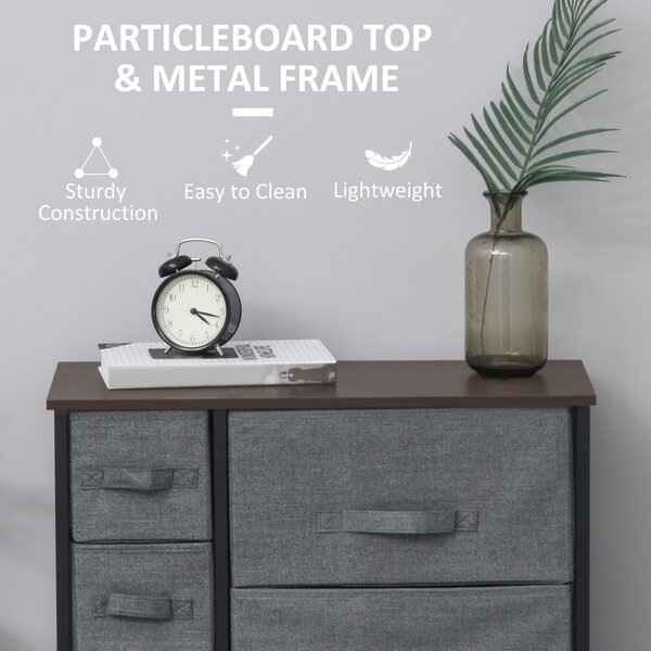 HOMCOM Chest of Drawers, Drawers Dresser w/ Large Storage Space, Adjustable Feet for Bedroom Living Room, Dark Grey Aosom UK